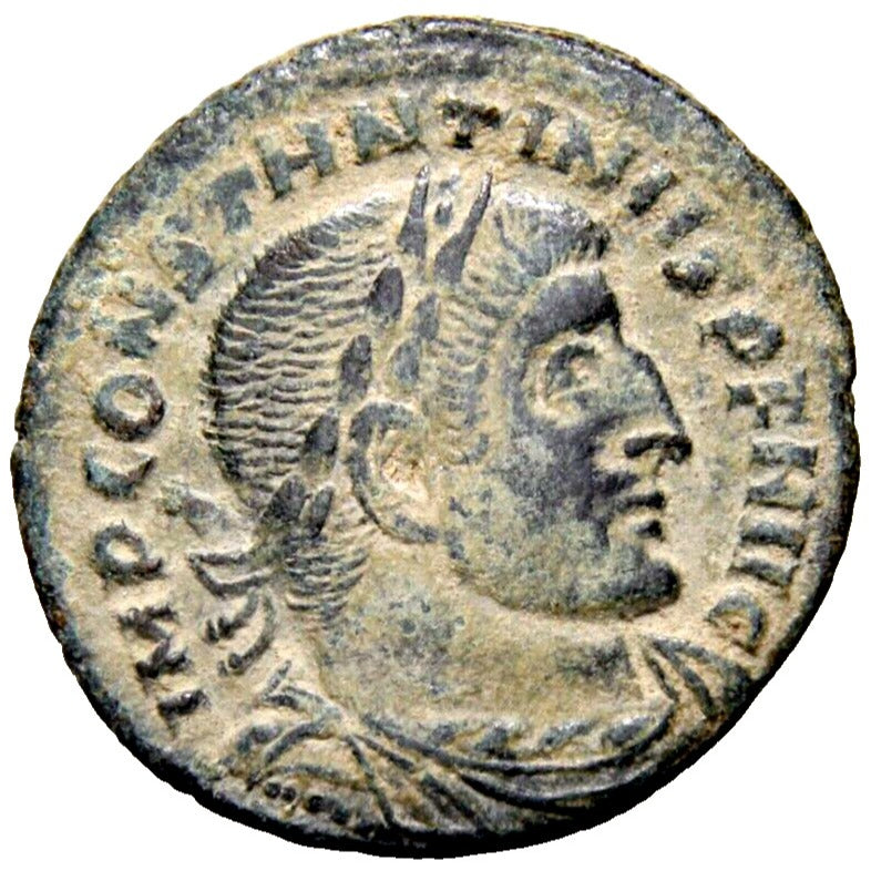 NEAR MS Constantine I (307/310-337). ’ Follis Sol Rome Ancient Roman Coin w/COA